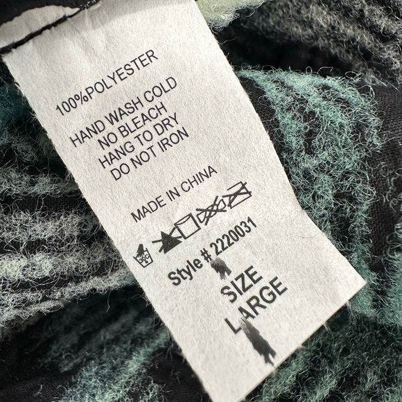 Highland Park Textured Plaid Sherpa Jacket Green Black Trim Streetwear Grunge L - Picture 9 of 10